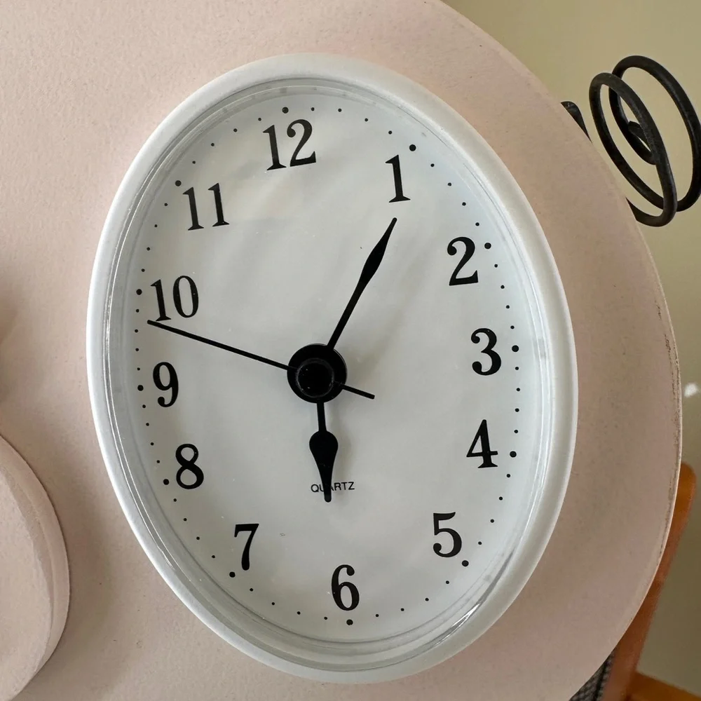 Wish Upon a Star Wooden Pink Piggy Clock on Green Stand